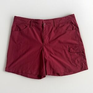 Eddie Bauer High Rise Shorts Women's 12 Burgundy Stretch Poly 5 Pocket